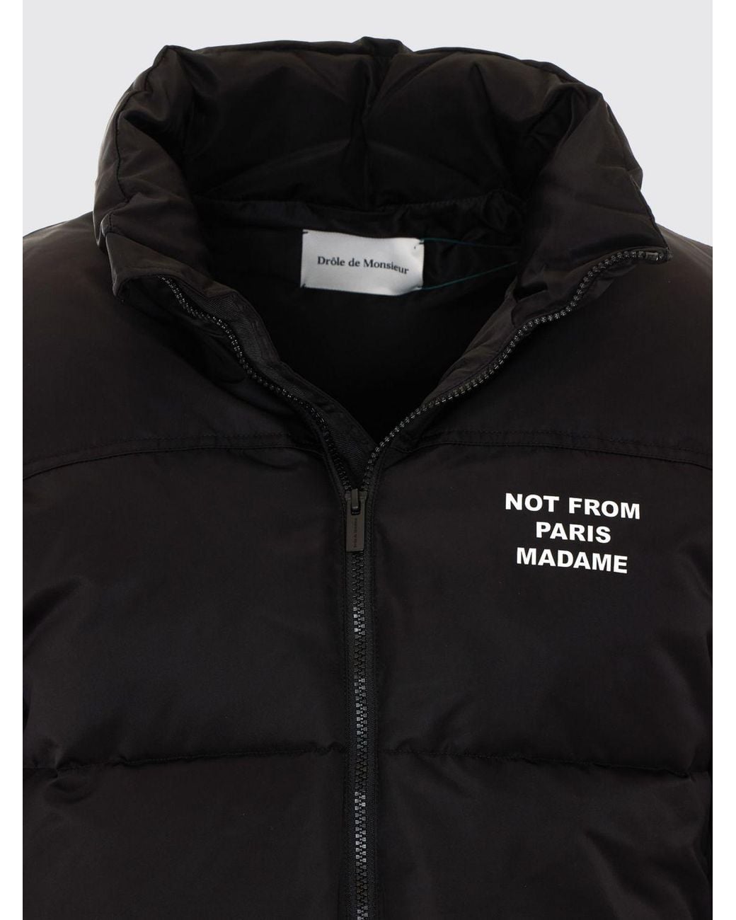 Drole de Monsieur Black Waterproof Quilted Puffer Jacket With High Neck And Contrast Logo for men