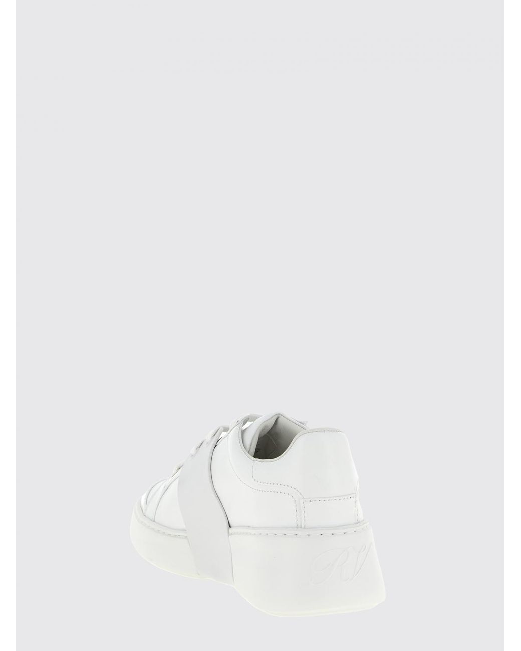 Roger Vivier White Viv' Skate Leather Sneakers With Jewel Buckle