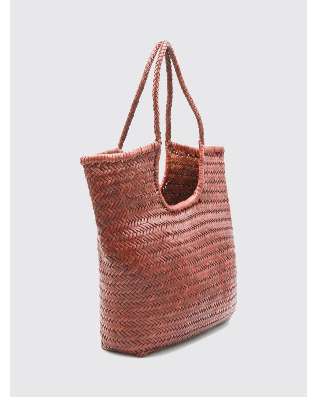 Dragon Diffusion Red Ns Diagonal Triple Jump Woven Buffalo Leather Tote Bag