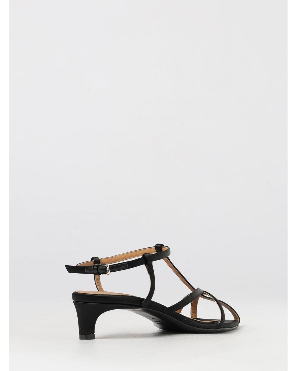 Jil Sander Black Cage Satin Low-Heeled Sandals With Ankle Strap