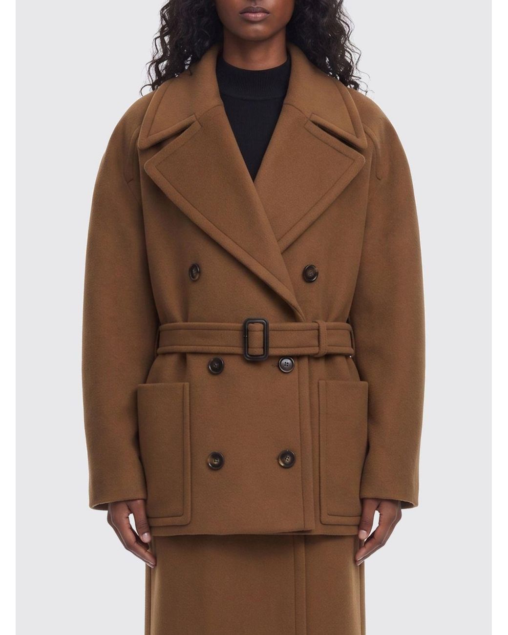 Stella McCartney Brown Double-Breasted Wool Coat