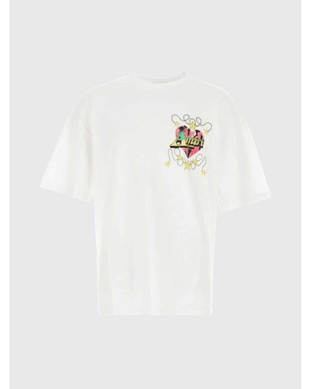 Amiri White Cotton T-Shirt With Graphic Print And Dropped Shoulders for men