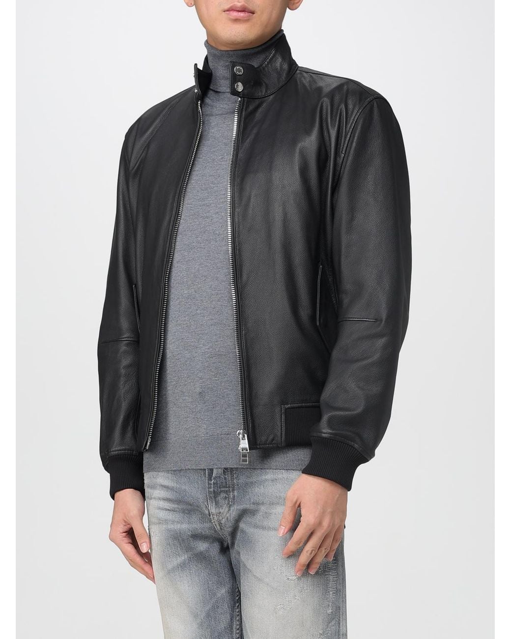 Boss Black Leather Jacket for men