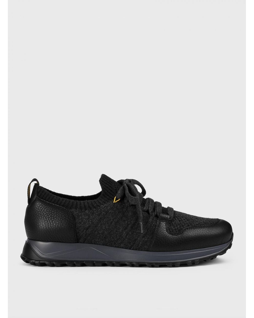Doucal's Sneakers Aus Gehämmertem Leder Und Wollstrick in Black für Herren