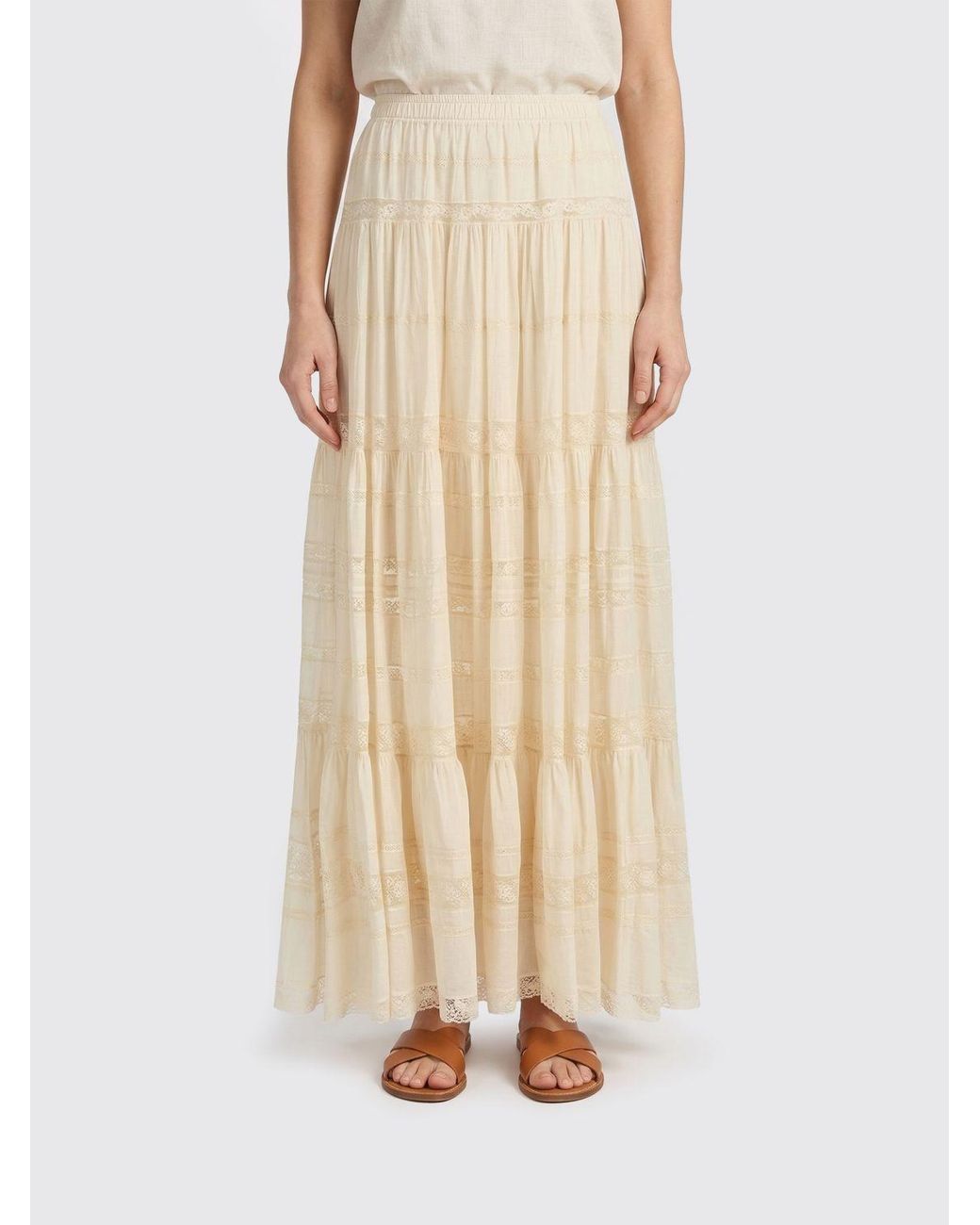 Ermanno Scervino Natural Cotton Skirt With Flounce