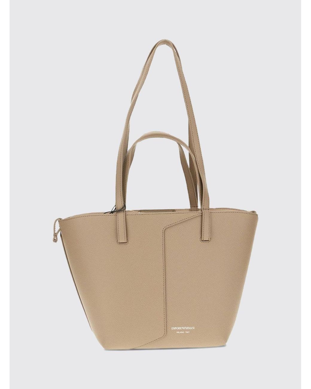 Emporio Armani Natural 1981 Bovine Leather Tote Bag With Removable Pouch