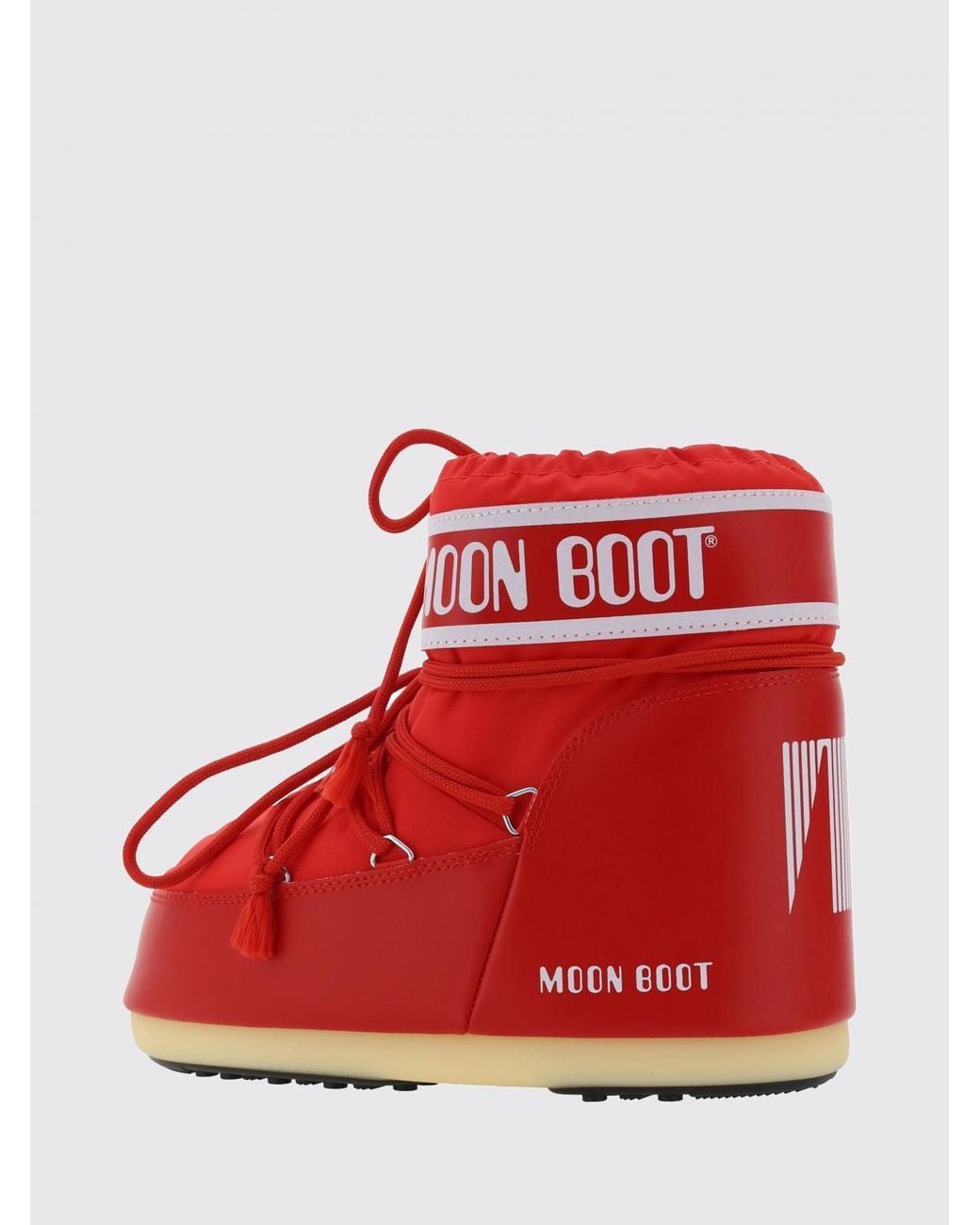 Moon Boot Red Icon Low-Cut Nylon Snow Boots With Printed Logo