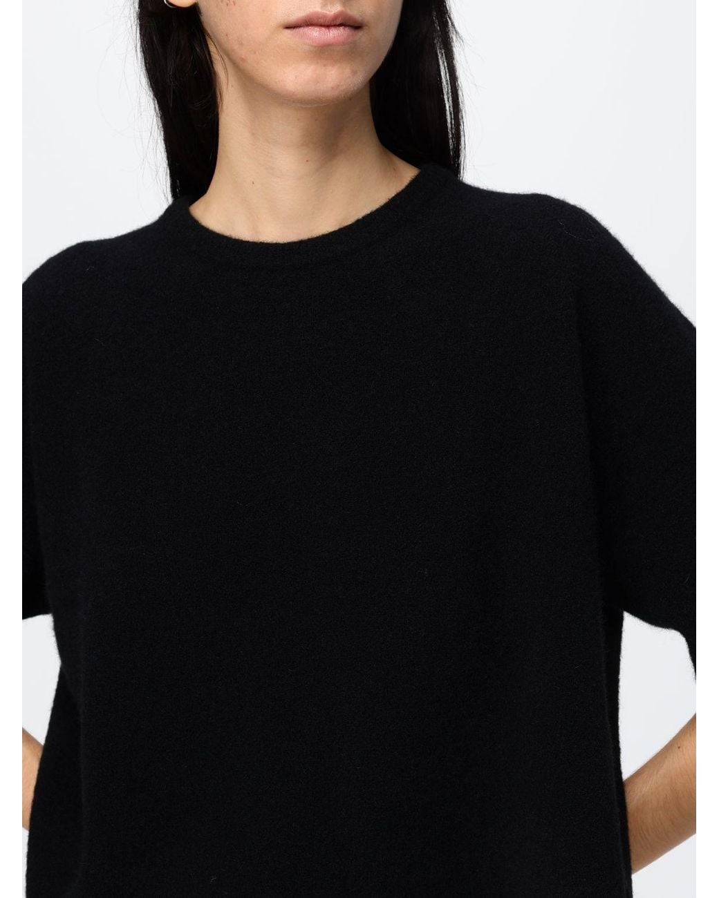 Filippa K Black Cotton Crew-Neck T-Shirt With Short Sleeves And Tonal Logo