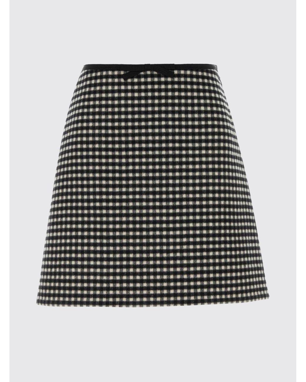 Valentino Black Checked Virgin Wool And Cashmere Skirt