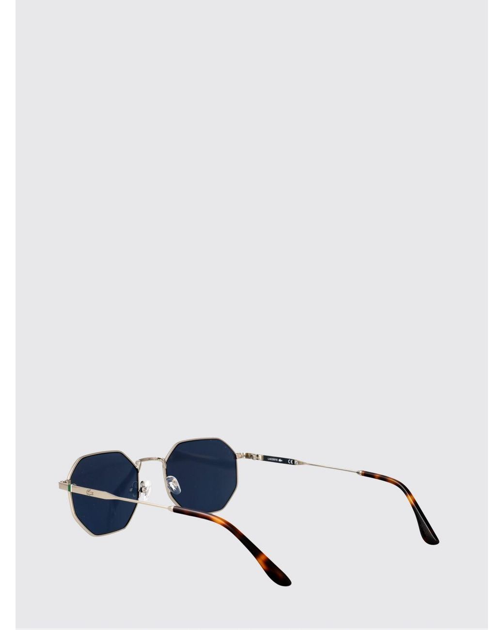 Lacoste Blue Metal Aviator Sunglasses With Monogram And Adjustable Nose Pads for men