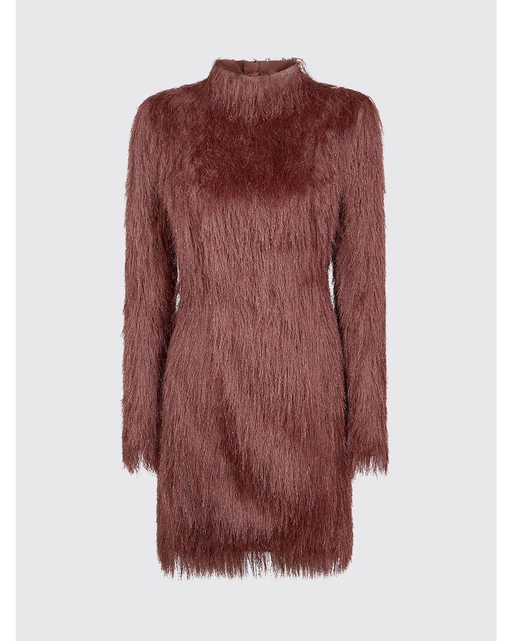 Balmain Red Sequined And Fringed Mock-Neck Mini Sheath Dress