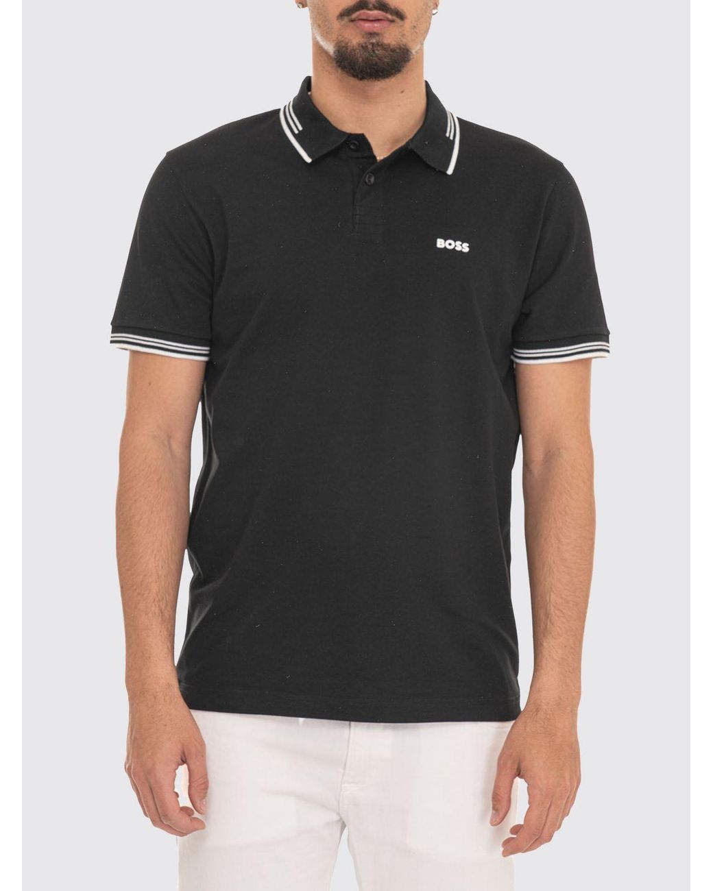 Boss Black Cotton Polo With Logo for men