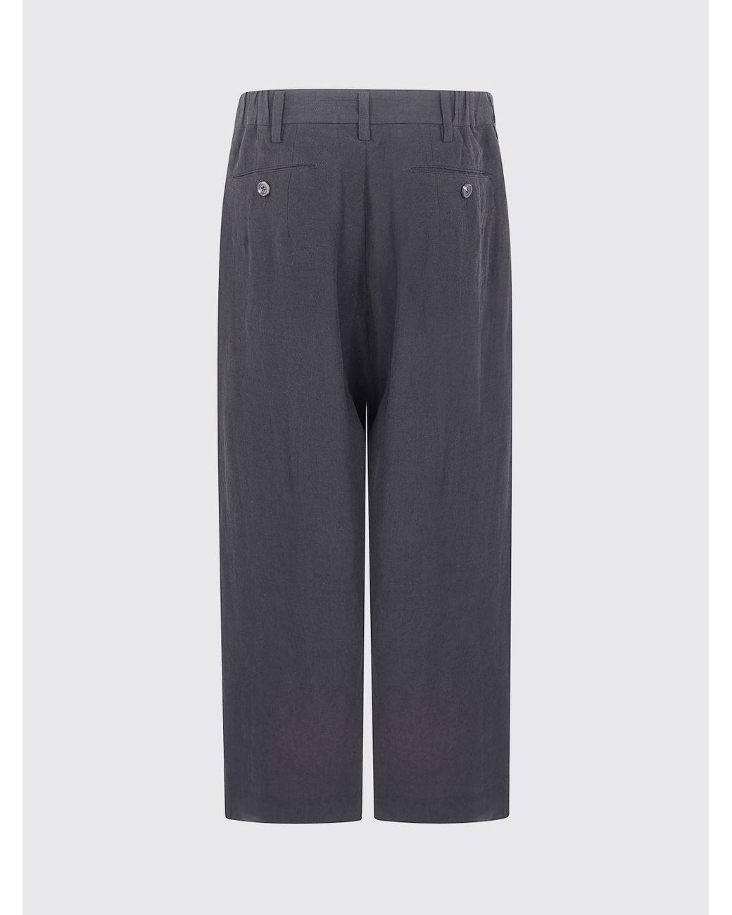 Ziggy Chen Black Wide-Leg Pure Linen Trousers With Button And Zip Fly for men