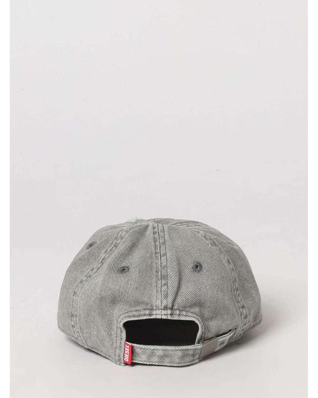 DIESEL Gray Worn-Out Denim Baseball Cap With Carved Oval D Logo for men
