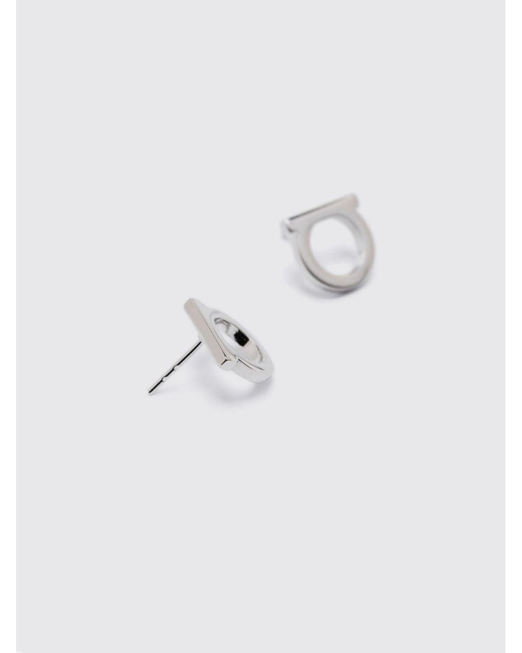 Ferragamo Metallic Toned Brass Logo Design Earrings