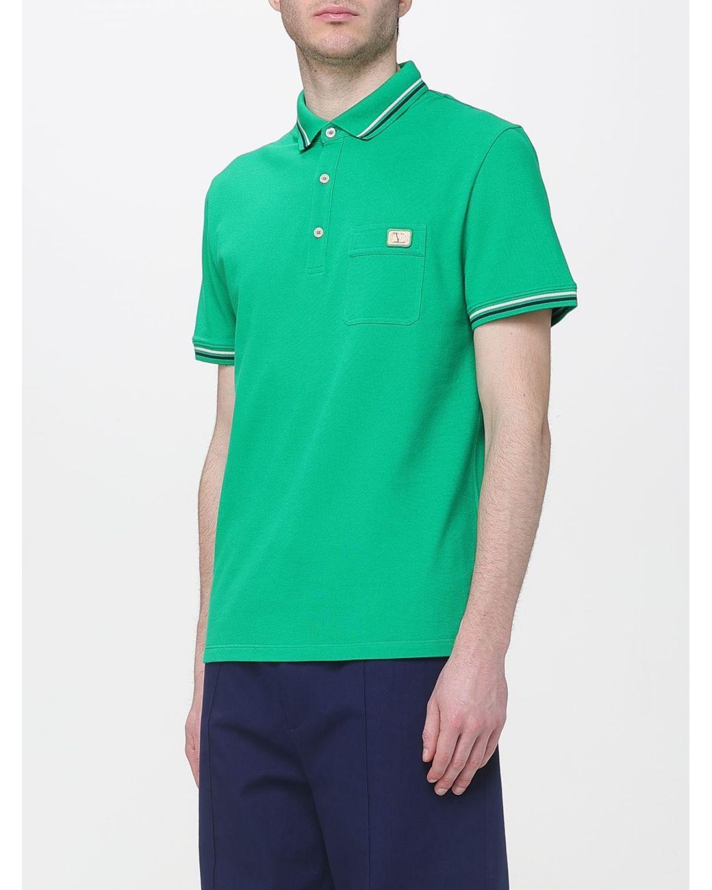 Valentino Green Cotton Polo Shirt With Logo for men