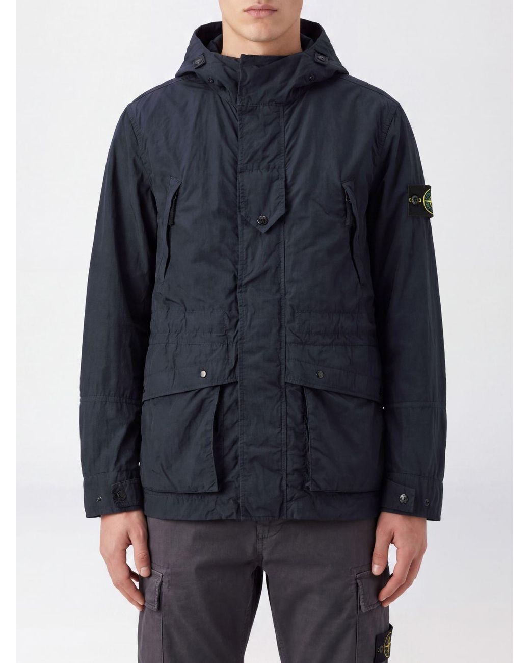 Stone Island Blue Ghost Capsule Nylon Parka With Hood And Monochrome Logo for men