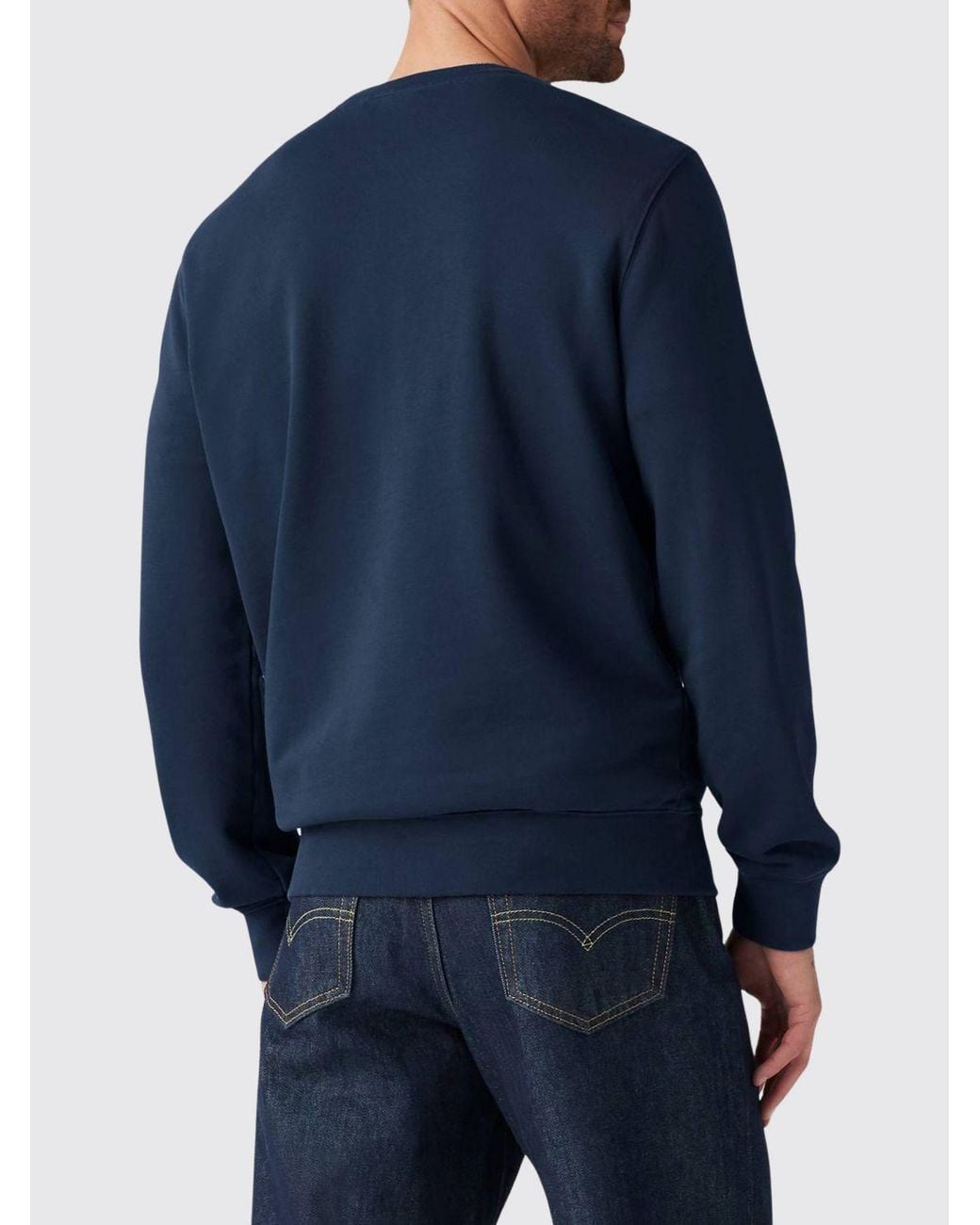Levi's Blue Pure Cotton Crewneck Sweatshirt With Dropped Shoulders And Tonal Logo for men