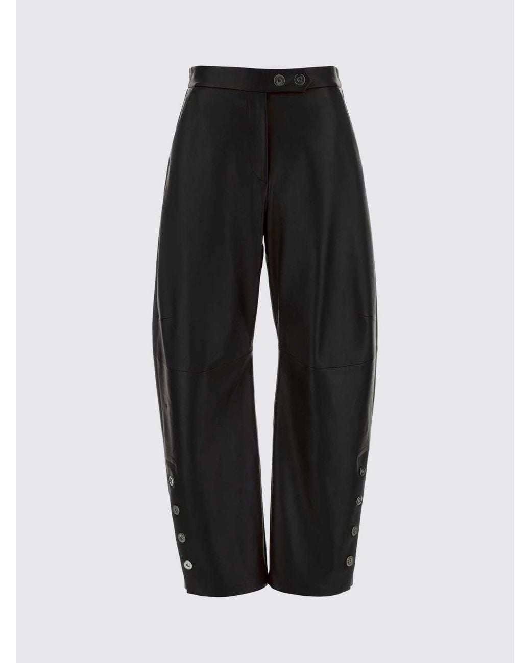Sportmax Black Wide-Leg Baggy Leather Trousers With Off-Centre Closure