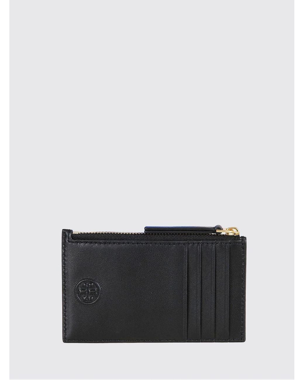 Tory Burch Gray Fleming Quilted Nappa Leather Card Holder