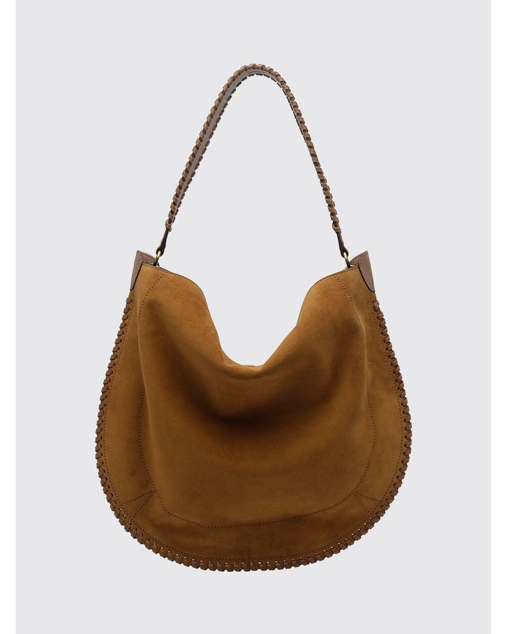 Isabel Marant Brown Large Oskan Suede Hobo Bag With Studs