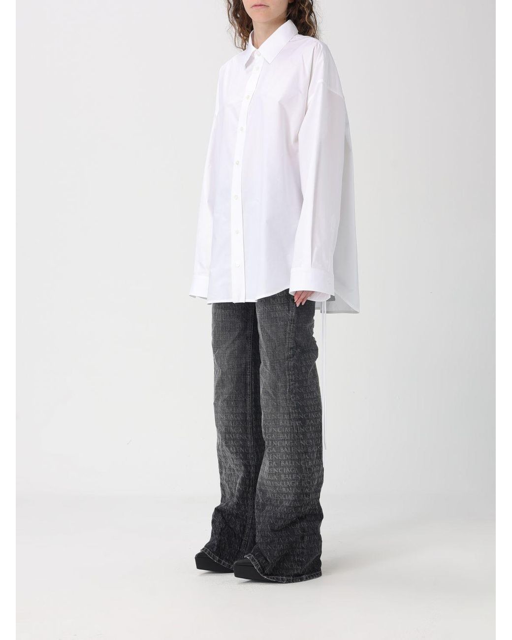 Camisa Oversize De Algodón Balenciaga de color White