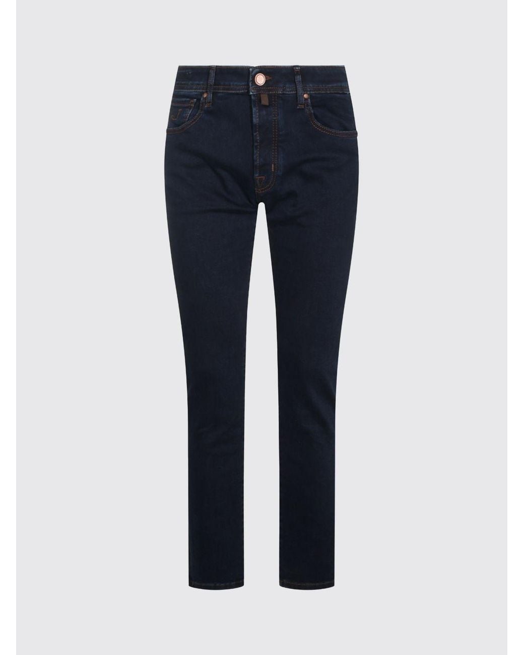 Jacob Cohen Blue Slim-Fit Cotton Denim Jeans With Mid-Rise Waist And Back Logo for men