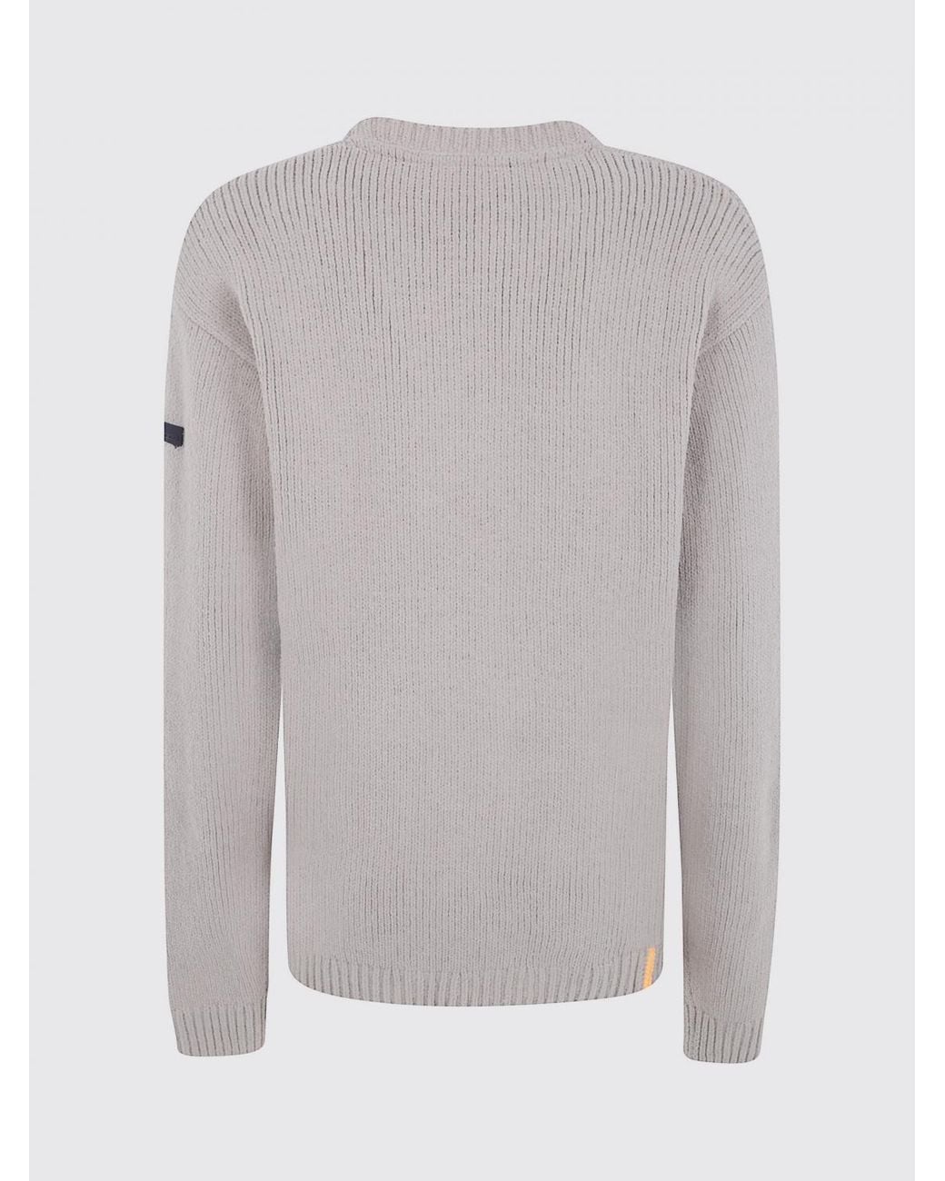 Rrd Gray Wool Crewneck Jumper With Ribbed Trims And Applied Logo for men