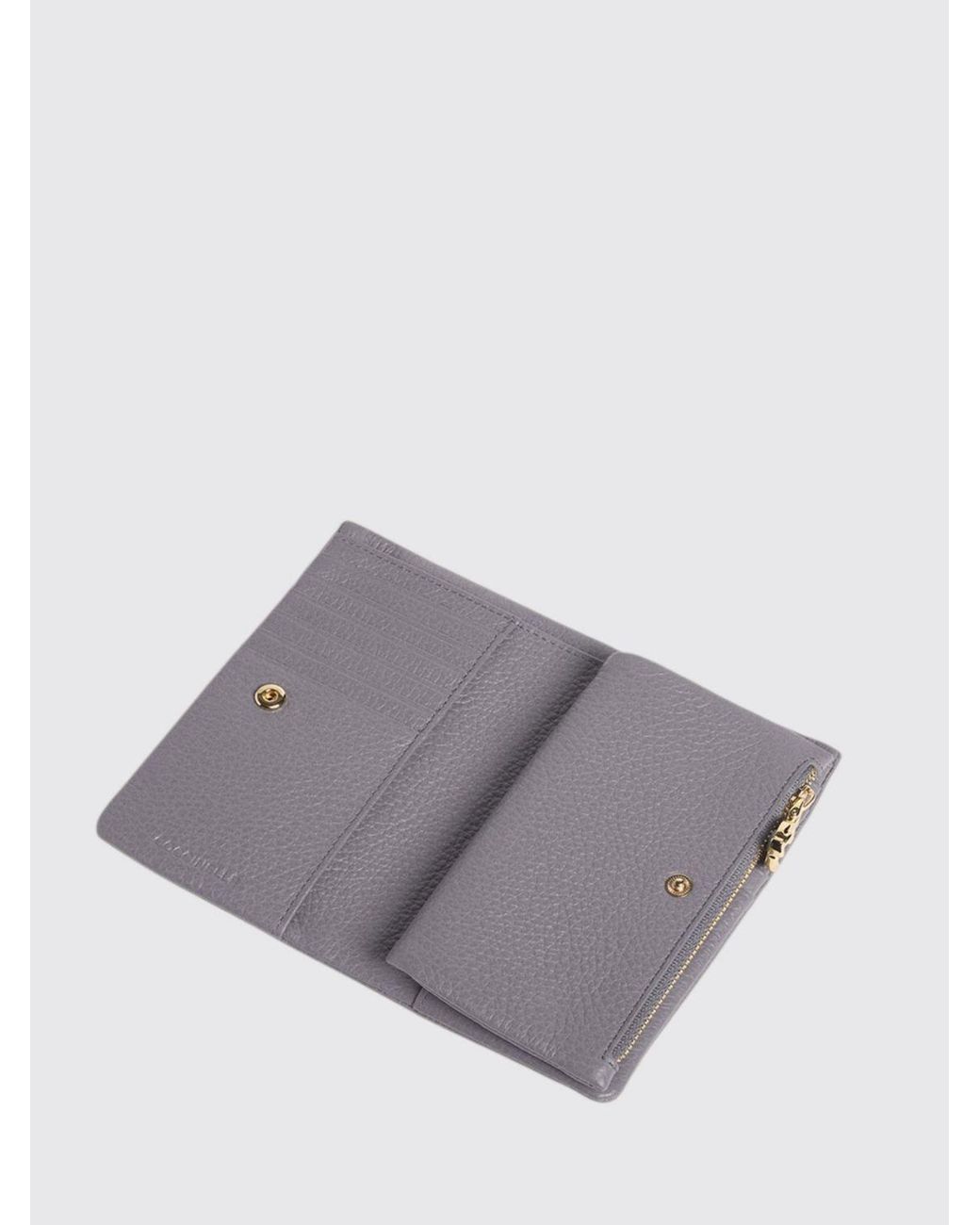 Coccinelle Gray C-Me Large Grained Leather Purse With Press-Stud Closure