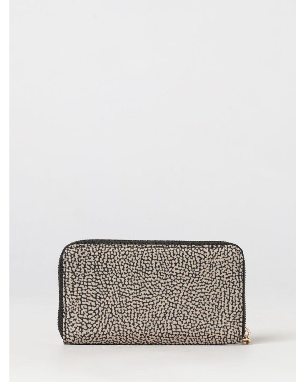 Borbonese Gray Continental Polka Dot Recycled Nylon Zip-Around Wallet