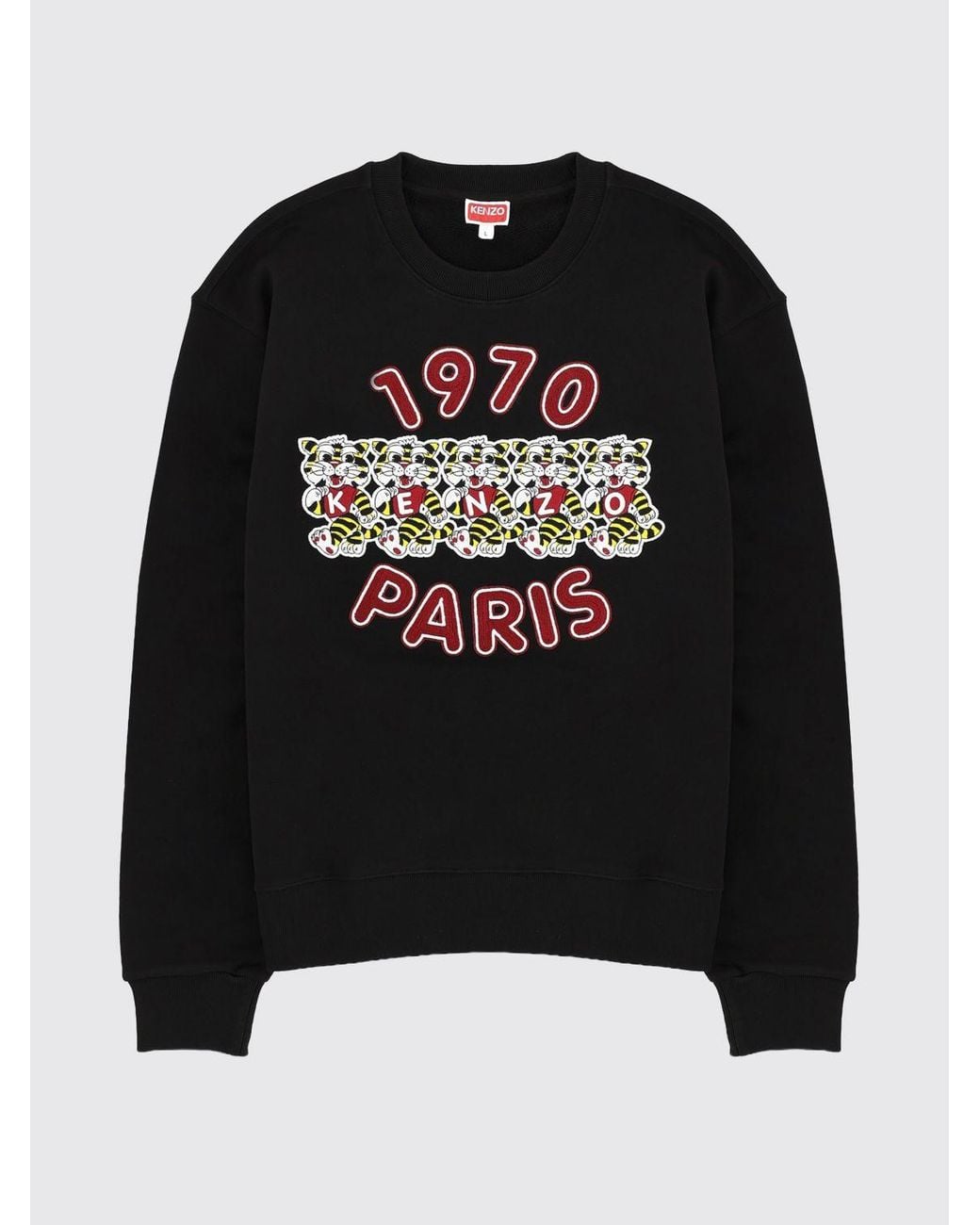 KENZO Black Cotton Crew Neck Sweatshirt With Print for men