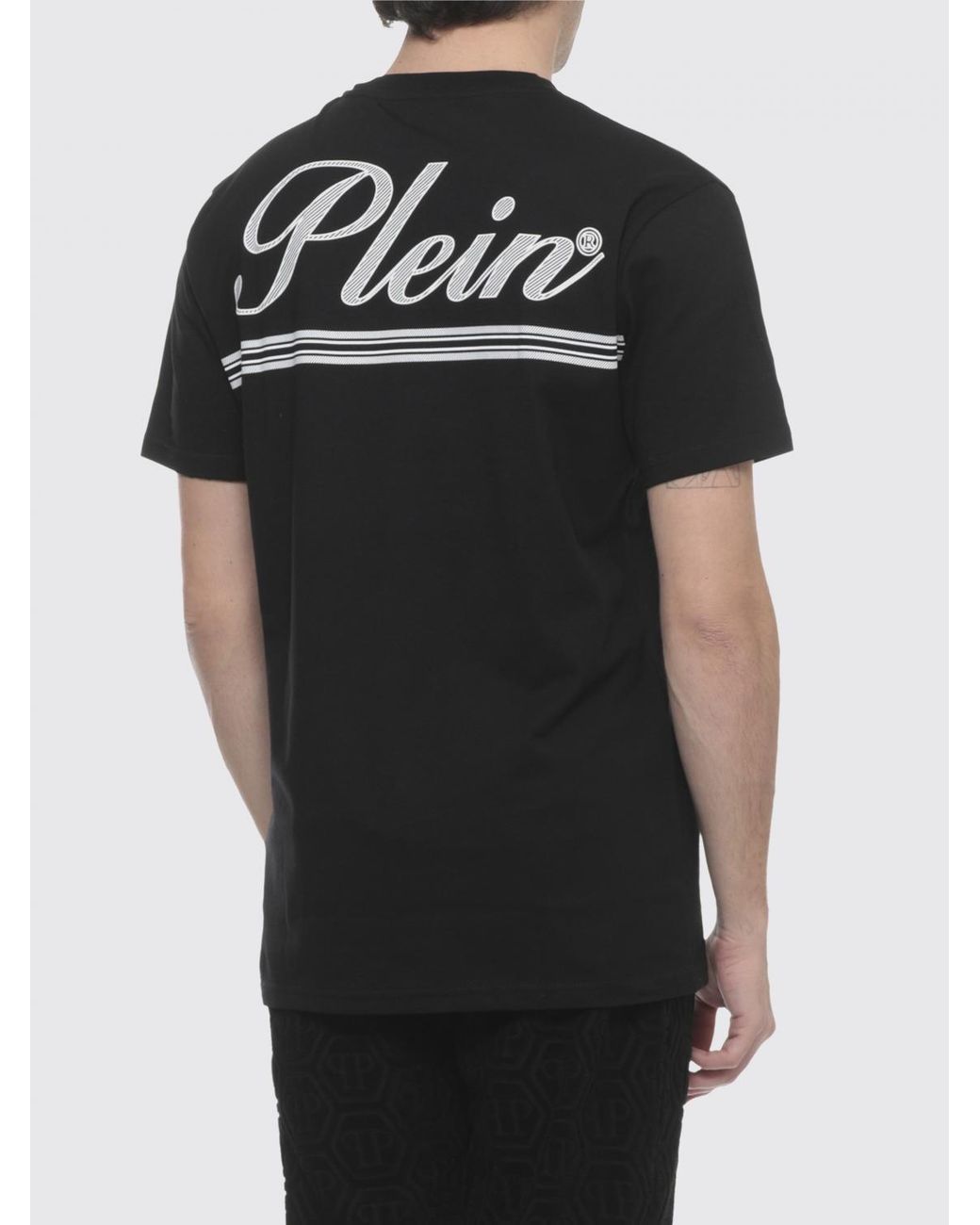 Philipp Plein Black Cotton T-Shirt With Logo for men