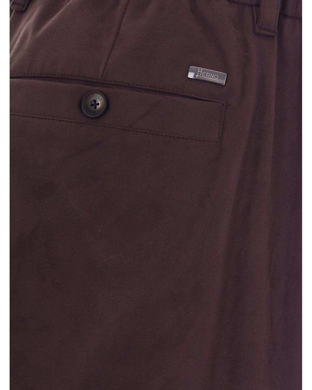 Herno Red Resort Slim Fit Technical Microfibre Trousers With Drawstring Waist for men