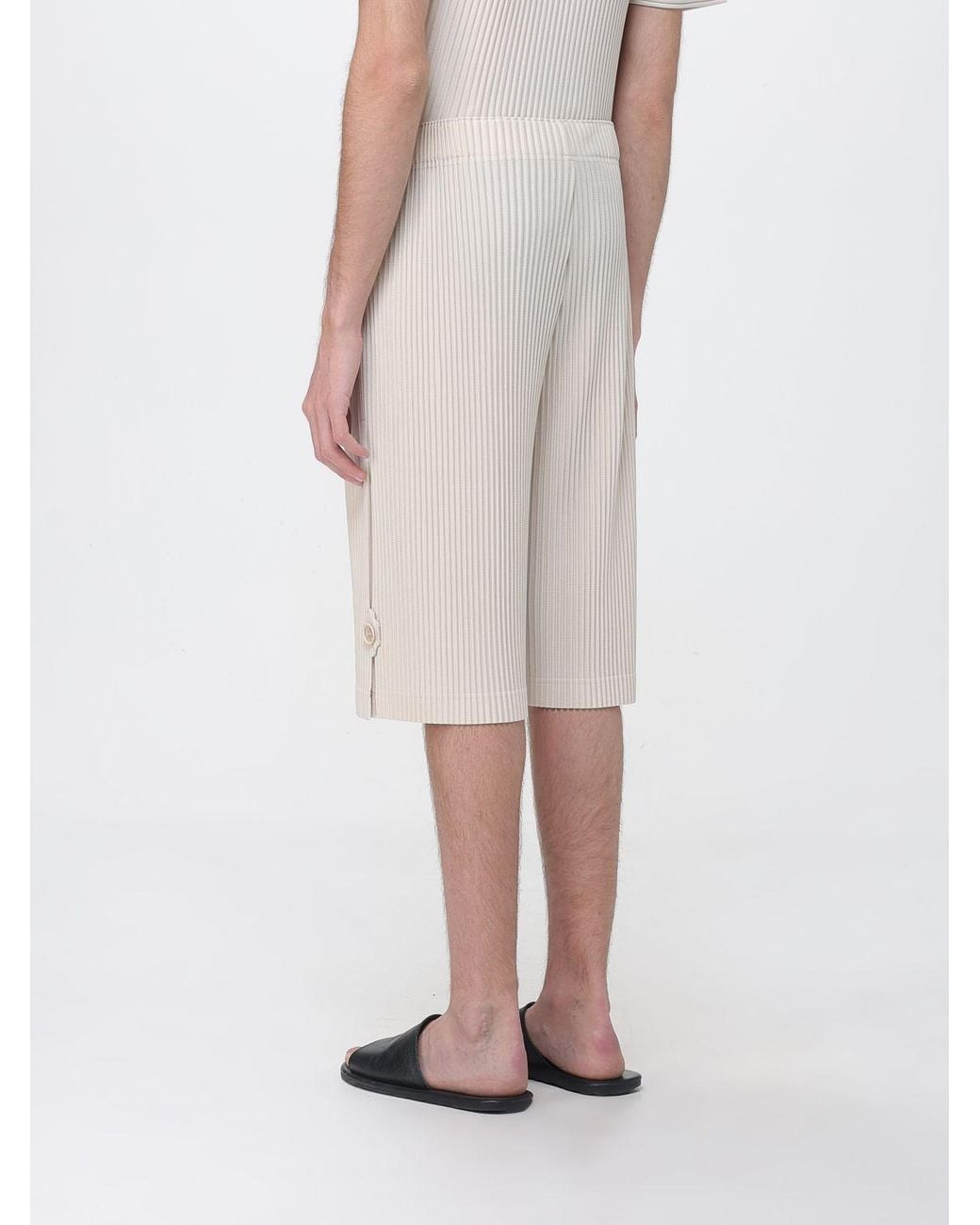 Homme Plissé Issey Miyake Natural Pleated Crepe Shorts for men