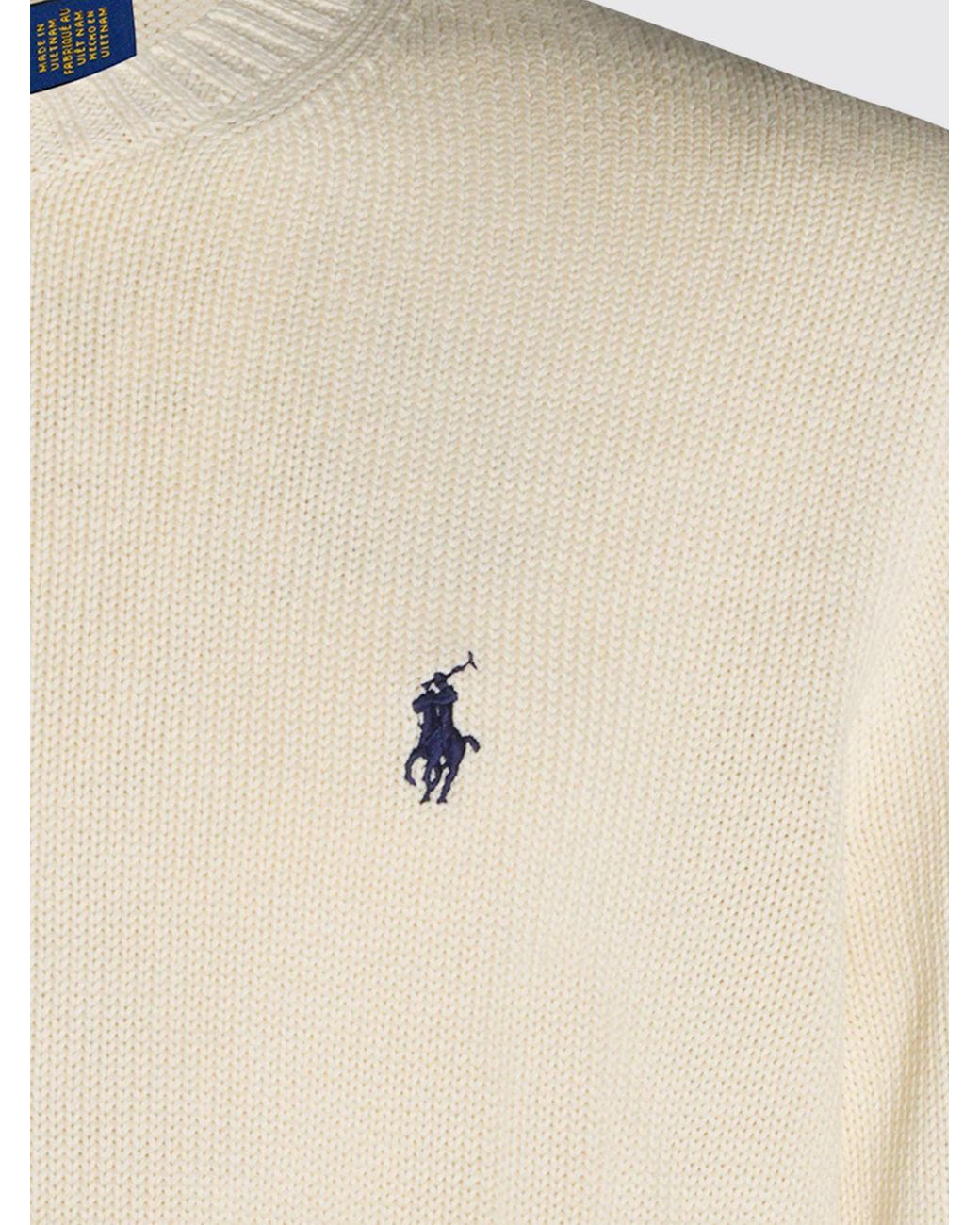 Polo Ralph Lauren Blue Cotton Crewneck Jumper With Iconic Embroidered Pony Logo for men