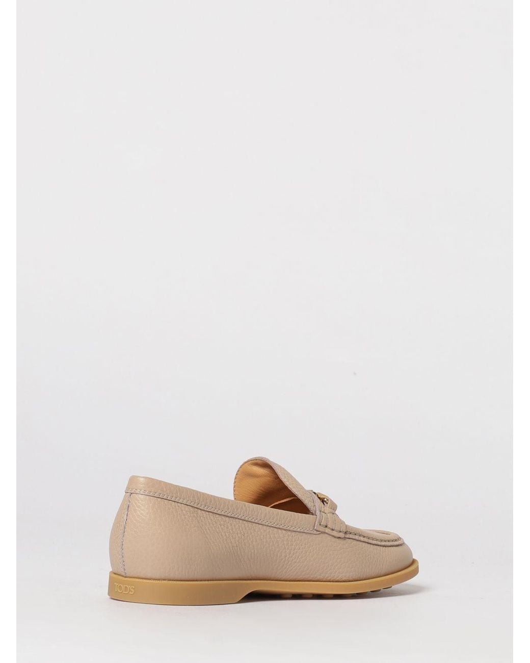 Tod's Natural Hammered Leather Loafers