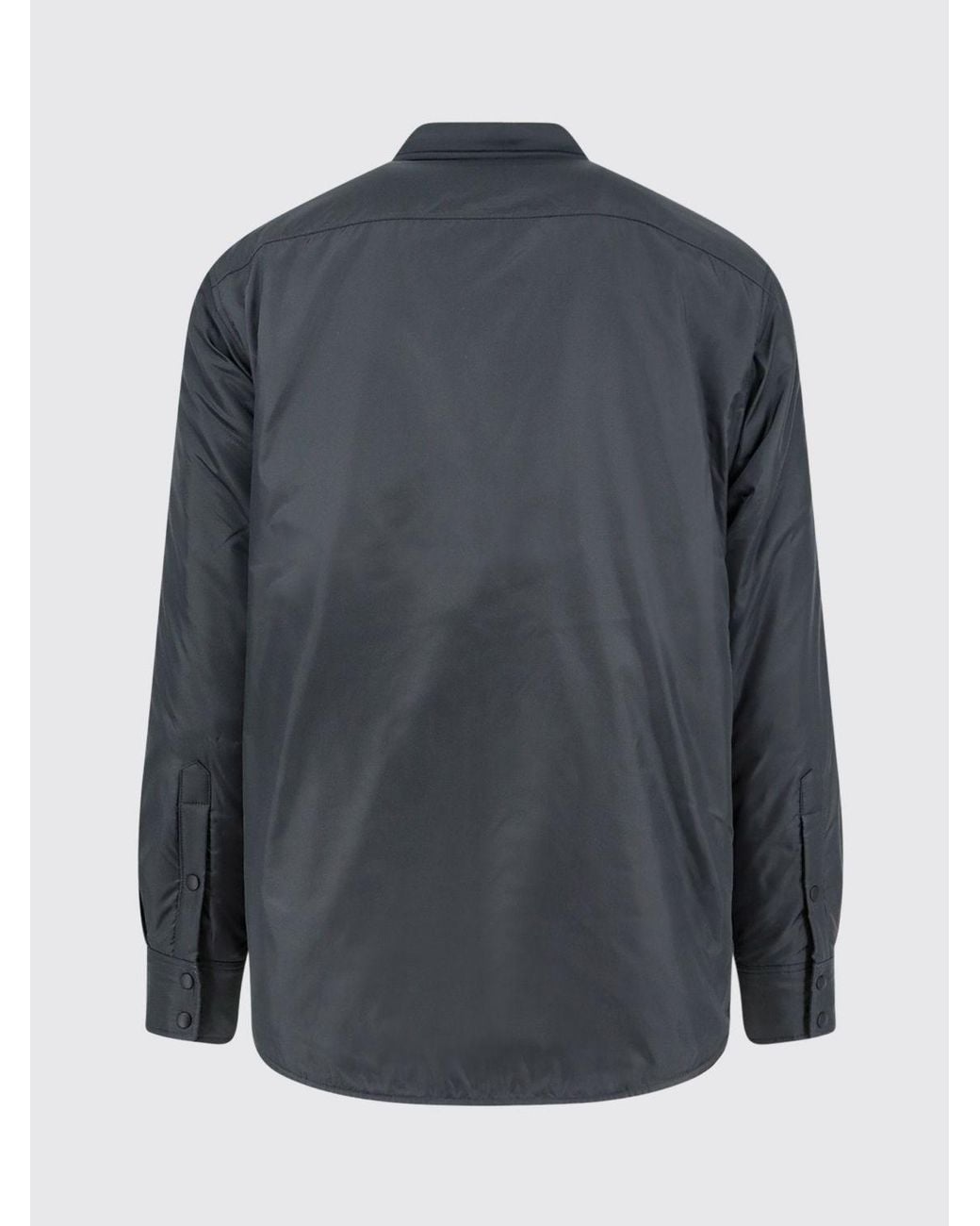 Aspesi Gray Padded Tech Fabric Shirt Jacket With Flap Patch Pockets for men