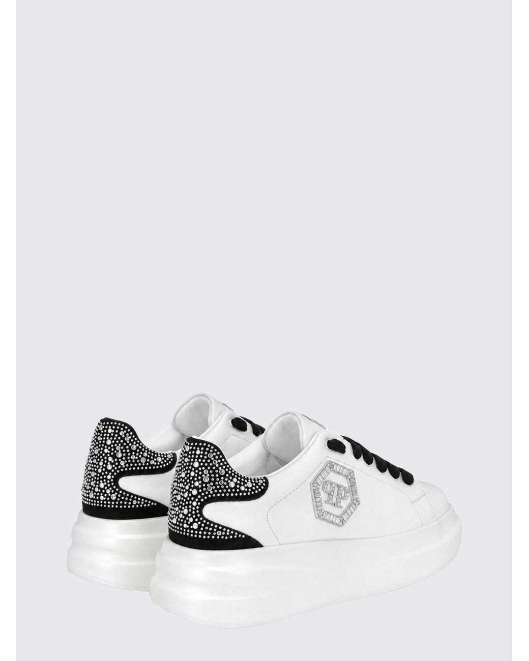 Philipp Plein White Low-Top Sneakers Megastar Strass
