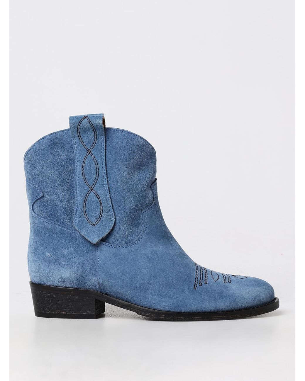 Blue flat ankle boots discount