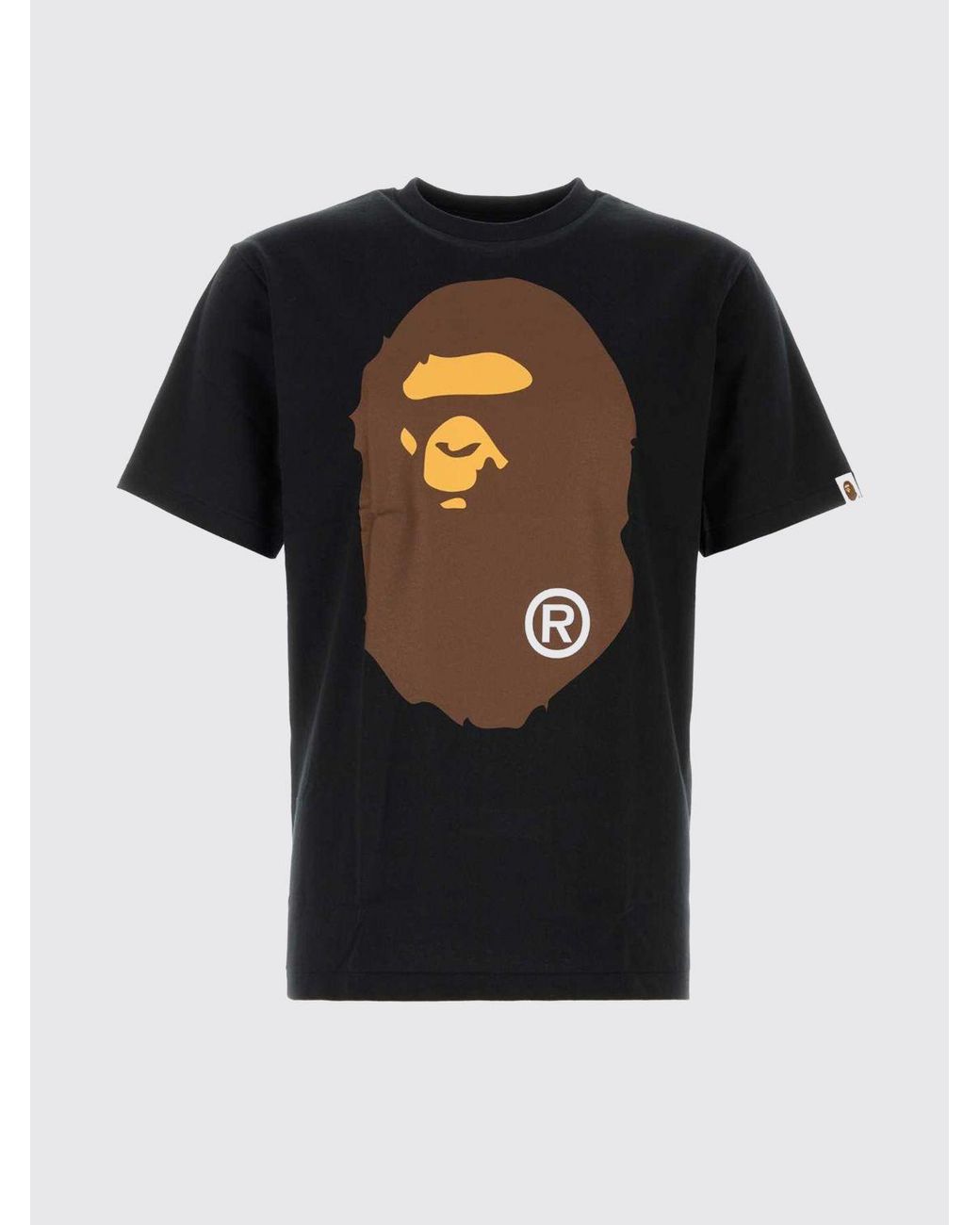 A Bathing Ape Black Cotton T-Shirt With Graphic Print And Dropped Shoulders for men