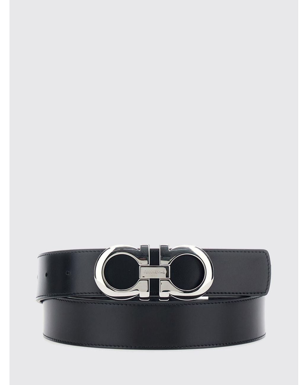 Ferragamo Black Reversible Gancini Leather Belt With Interlocking Buckle for men