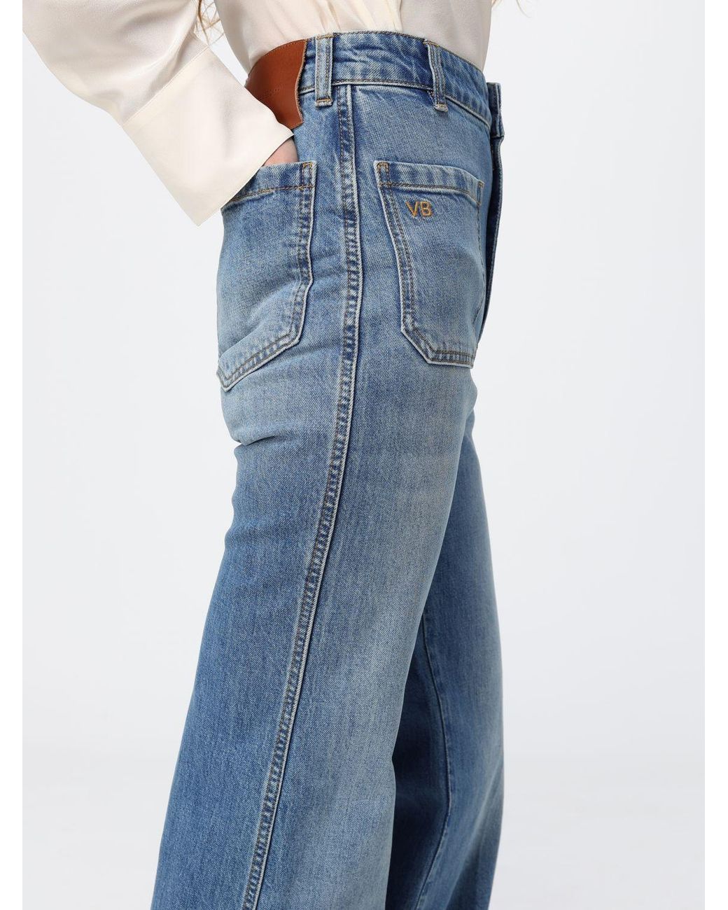 Victoria Beckham Blue Alina High-Waisted Straight Leg Jeans