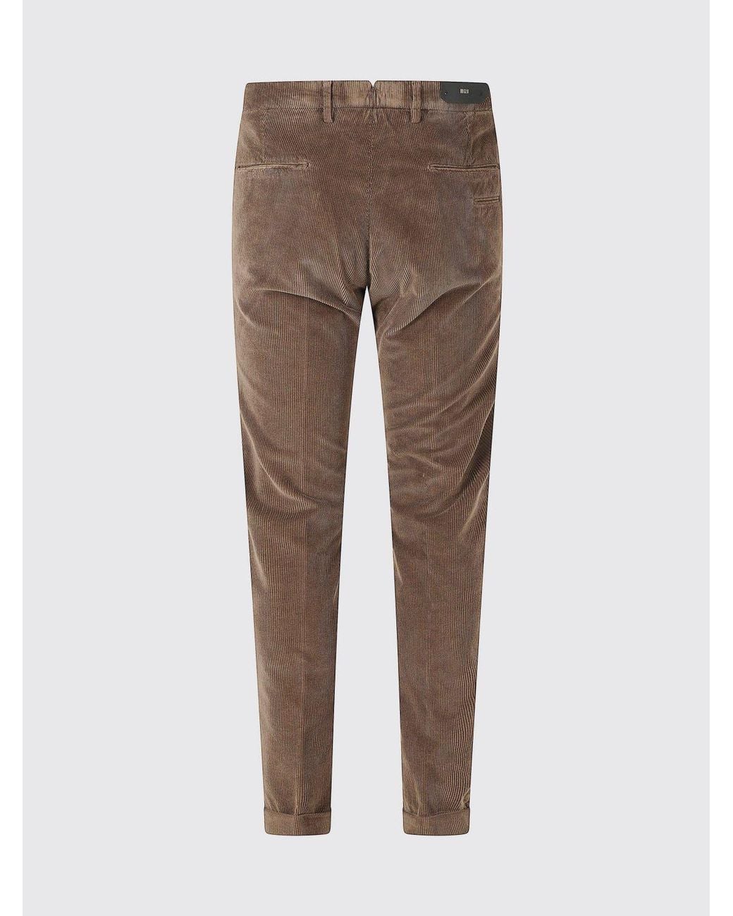 Briglia 1949 Brown Slim Fit Cotton Velvet Chino Trousers for men