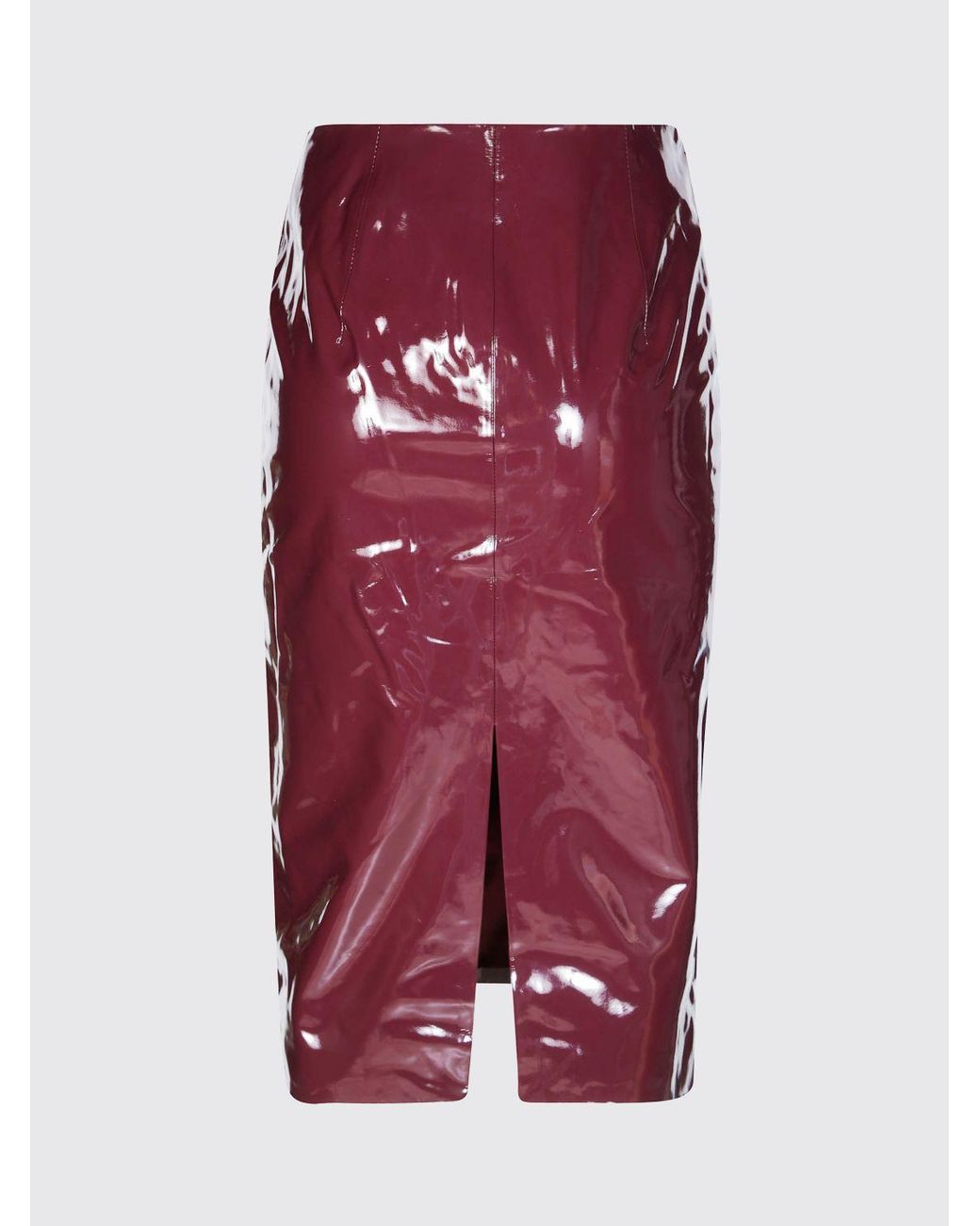 Self-Portrait Red High-Waisted Patent-Effect Midi Pencil Skirt