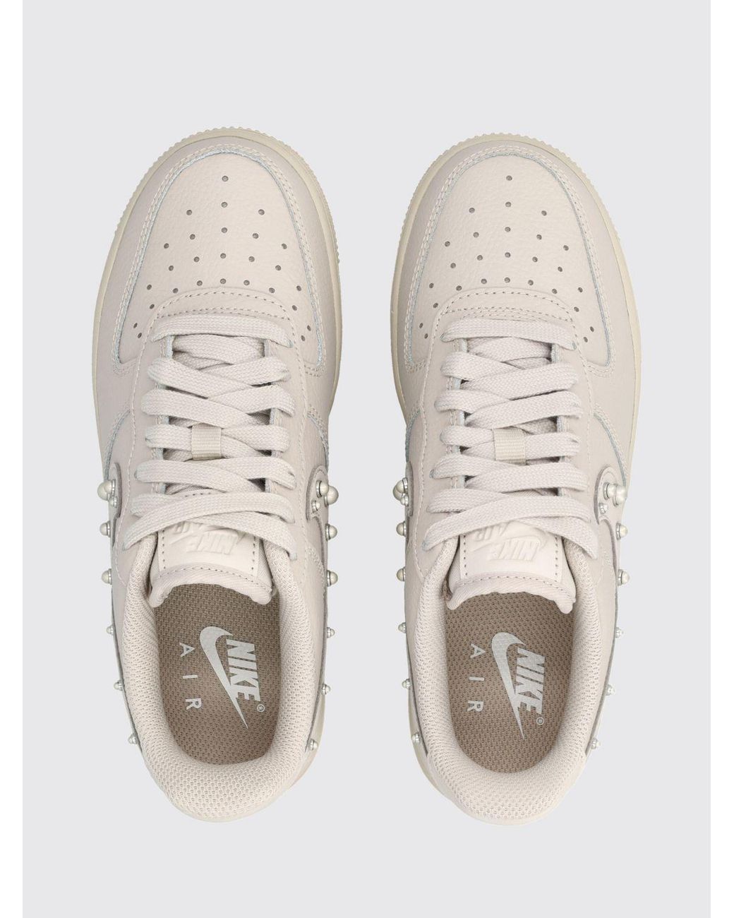 Nike White Air Force 1 '07 Leather Sneakers With Faux Pearls And Embroidery