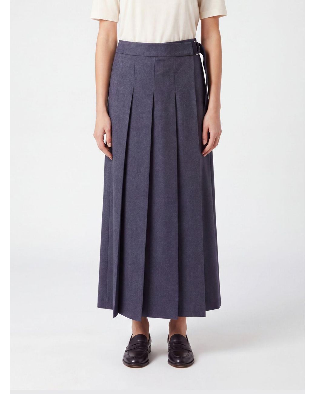 P.A.R.O.S.H. Blue P.A.R.O.S.H. Ludy High-Waisted Pleated Wool-Blend Midi Wrap Skirt
