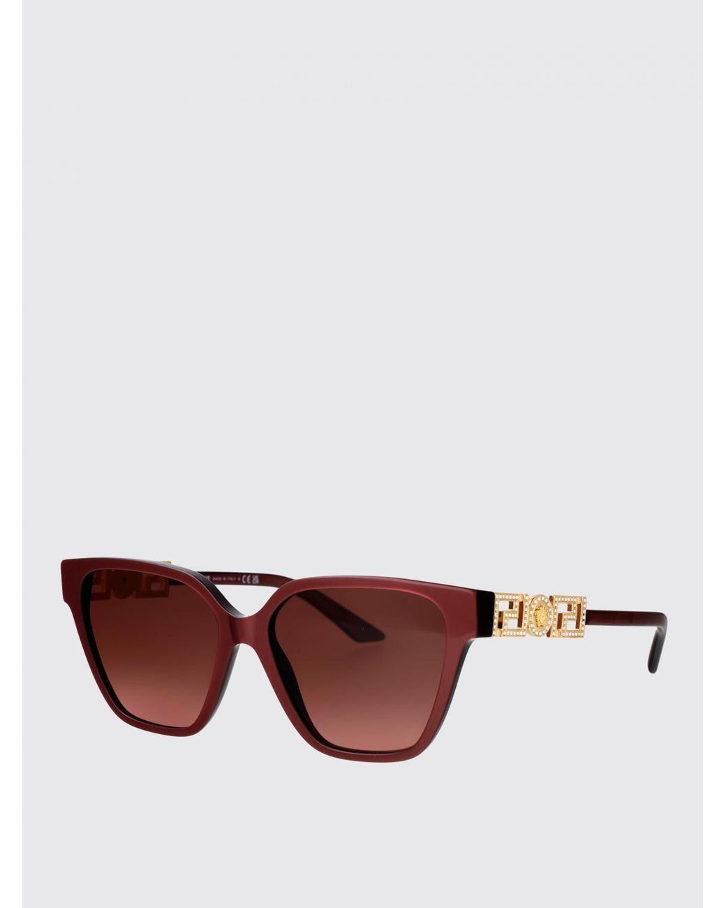 Versace Brown Acetate Sunglasses With Set Rhinestones