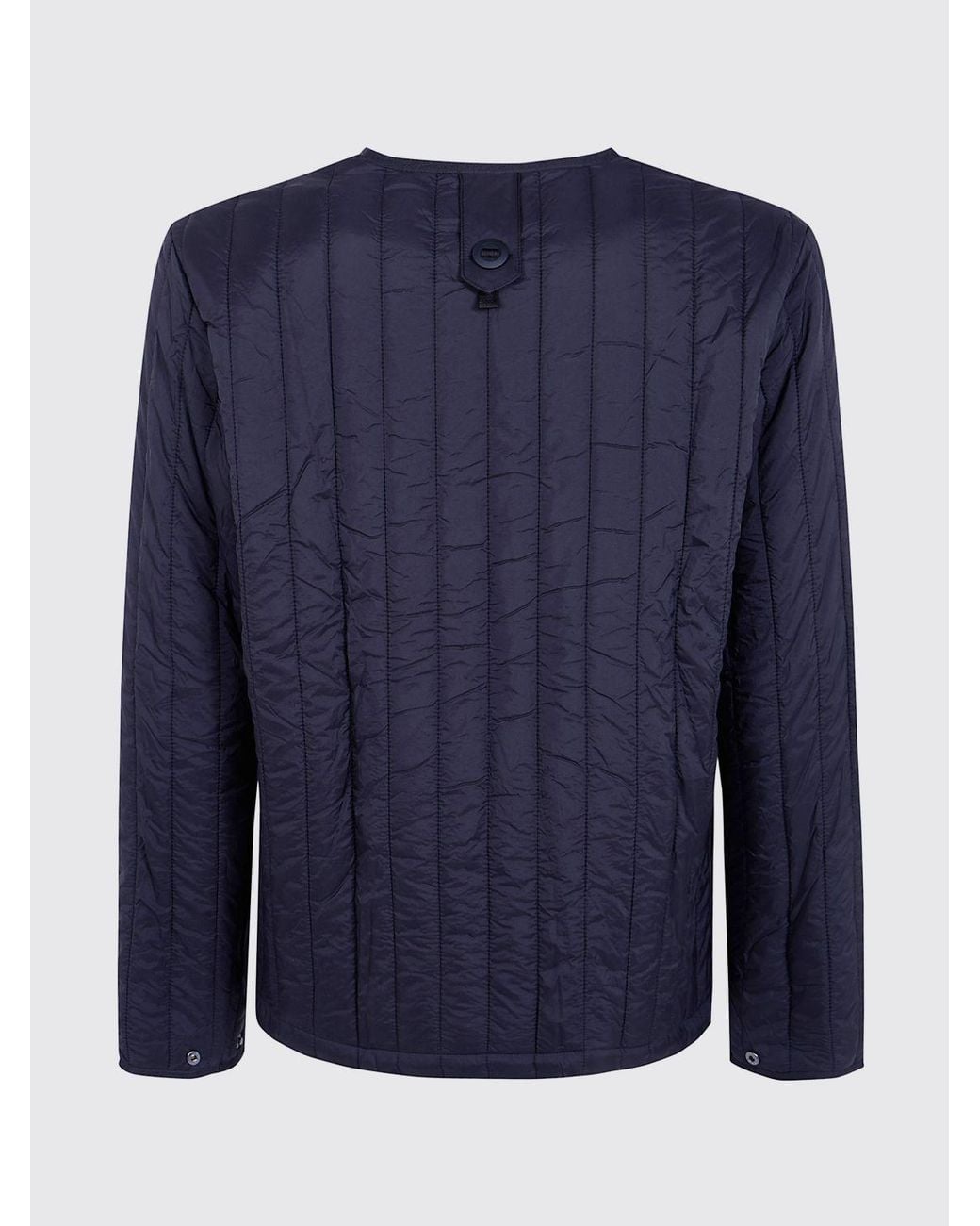 Rains Blue Quilted V-Neck Puffer Jacket for men