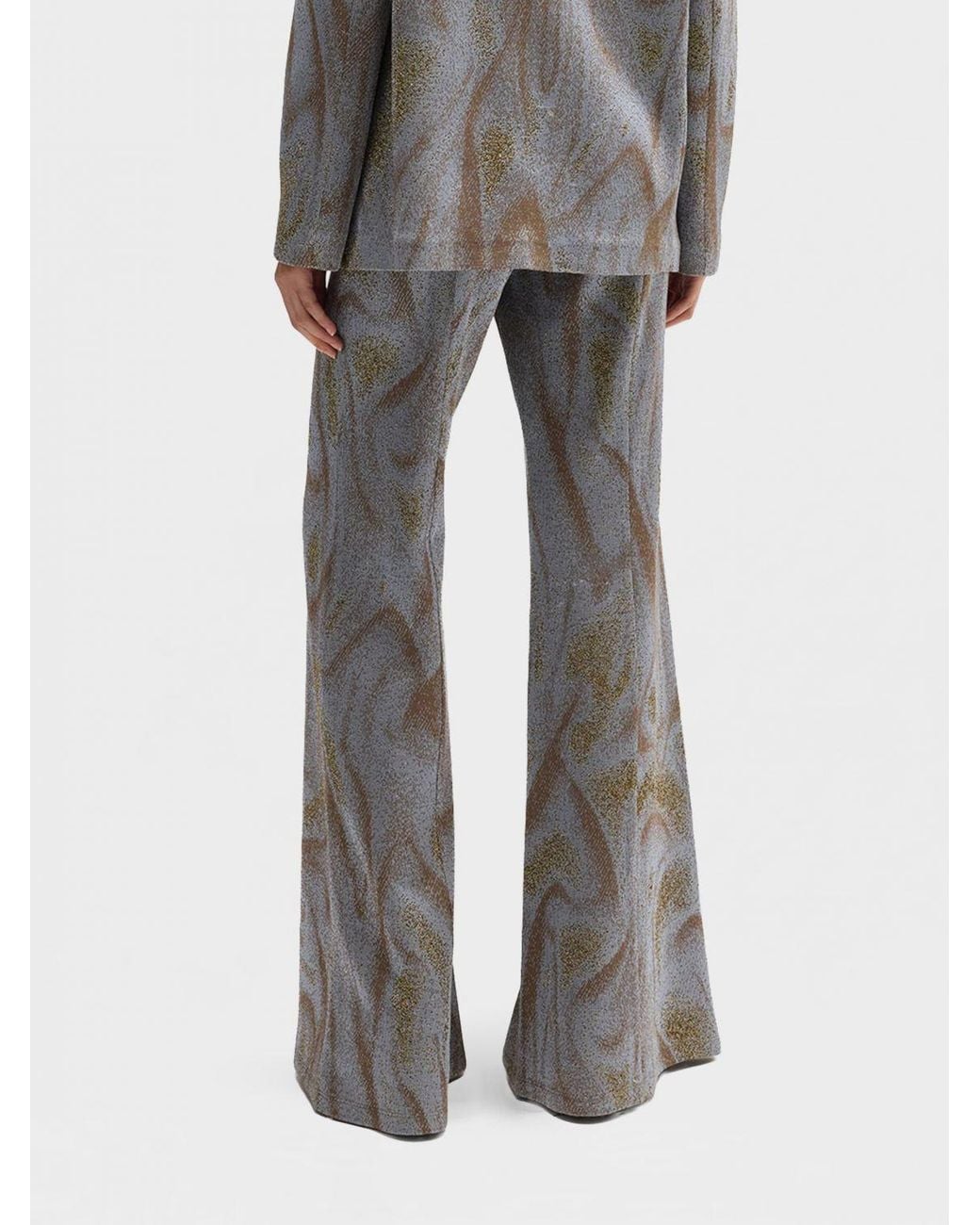 MACCAPANI Gray Easy Printed Flared Trousers