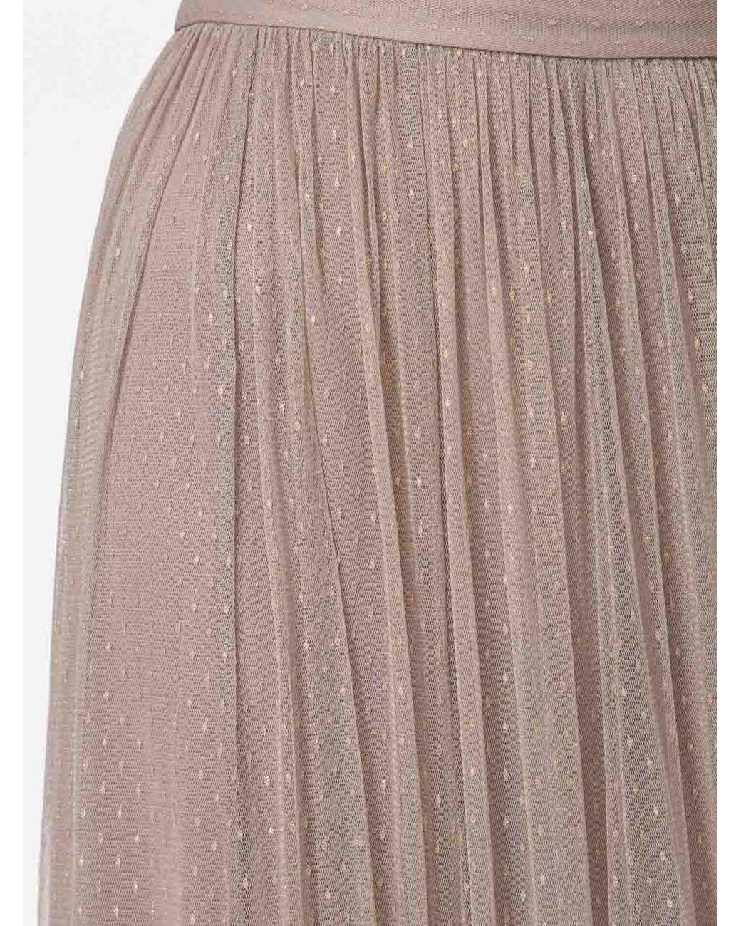 Twinset Brown High-Waisted Pleated Midi Skirt